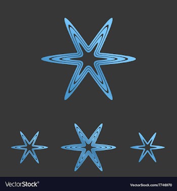 Blue line star logo design set vector image