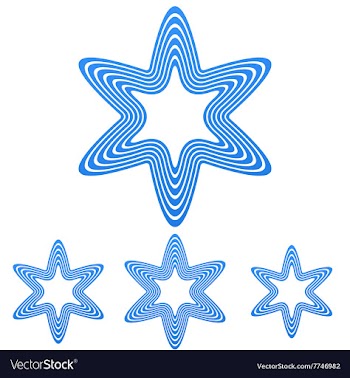 Blue line star logo design set vector image