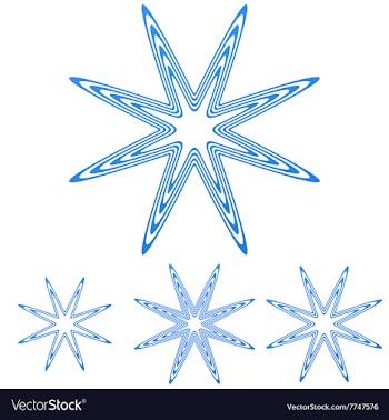 Blue line star logo design set vector image