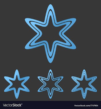 Blue line star logo design set vector image