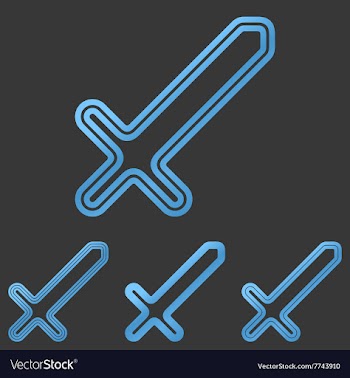Blue line sword logo design set vector image
