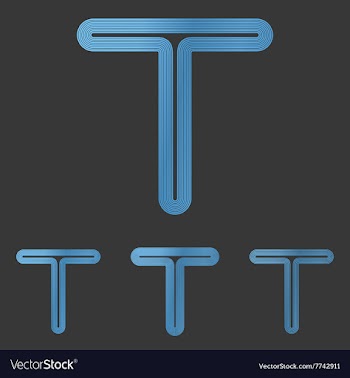 Blue line t logo design set vector image