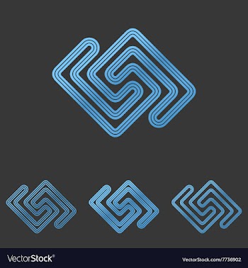 Blue line tech logo design set vector image