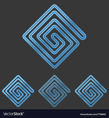 Blue line technology logo design set vector image