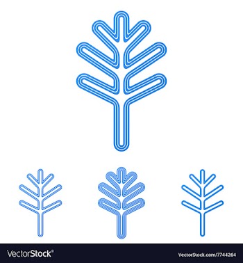 Blue line tree logo design set vector image