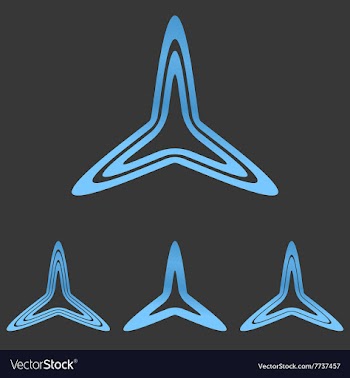 Blue line triangle logo design set vector image