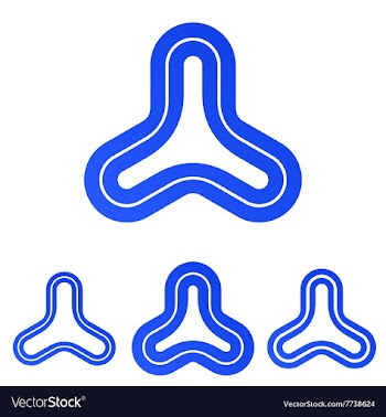 Blue line triangle logo design set vector image