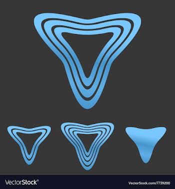 Blue line triangle logo design set vector image