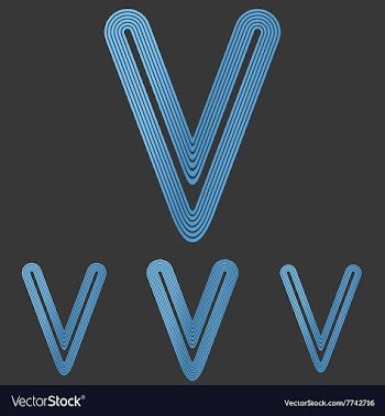 Blue line v logo design set vector image