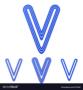 Blue line v logo design set vector image