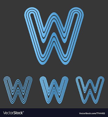 Blue line w logo design set vector image