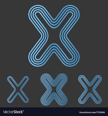 Blue line x logo design set vector image