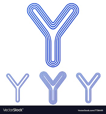 Blue line y logo design set vector image