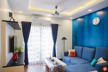 Blue Linen Sectional Sofa