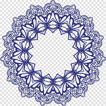 Blue mandala illustration, Lace , Lace lace pattern round frame transparent background PNG clipart