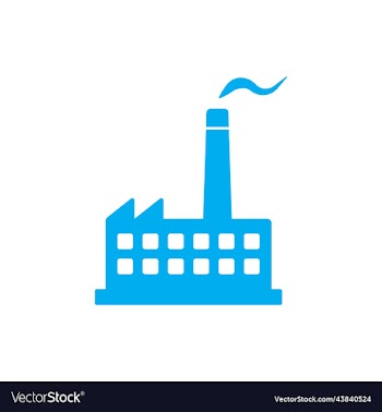 blue manufacturing factory icon