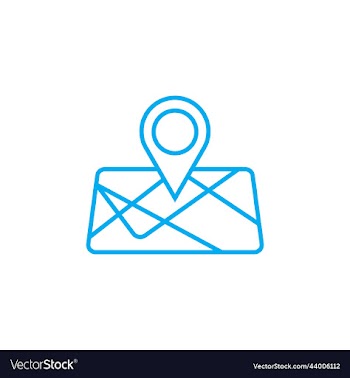 blue map destination line art icon