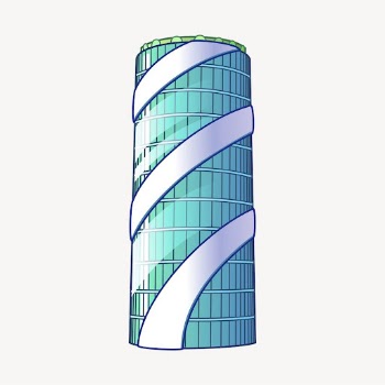 Blue modern building sticker, cartoon | Free PSD - rawpixel