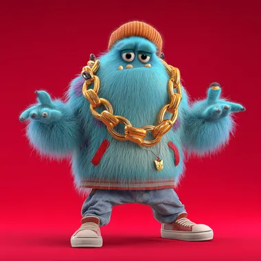 Blue Monster Dancer in Rapper Style Blue Monster Dancer in Rapper Style