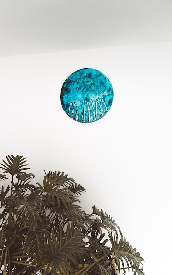 Blue Moon Portrait on White Wall