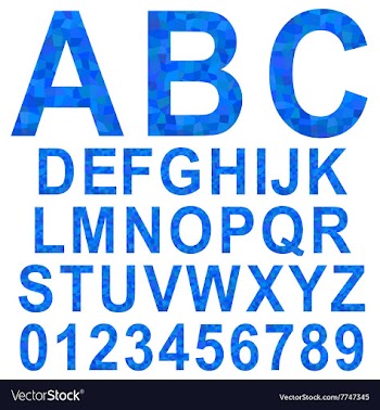 Blue mosaic font set vector image