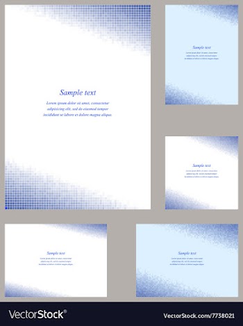 Blue mosaic page corner design template set vector image