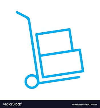 blue moving hand truck line art icon