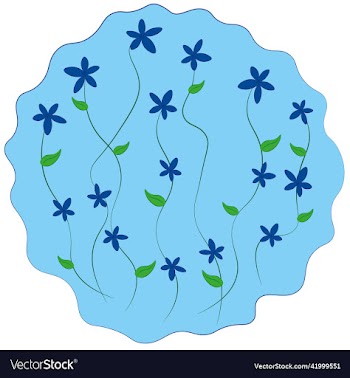blue nice flowers in wave frame