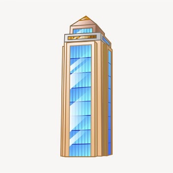 Blue office building clipart, cartoon | Free Vector - rawpixel