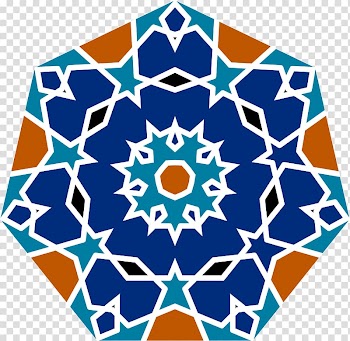 Blue, orange, and green abstract artwork illustration, Islamic geometric patterns Tile Islamic art , Islamic Design transparent background PNG clipart