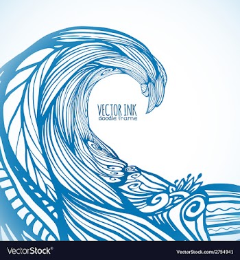  					Blue ornate doodle wave background vector&nbsp;image														