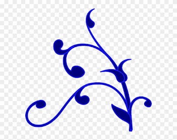 Blue Outline Flower Vine Clip Art Vector - Tree Branch Clip Art