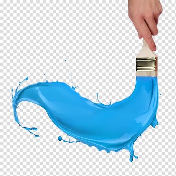 Blue paint with white brush illustration, Paintbrush Paintbrush Painting, Painting transparent background PNG clipart