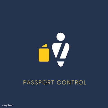 Blue passport control sign vector | Free stock vector - 538321