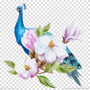 Blue peacock painting, Blue Peacock transparent background PNG clipart