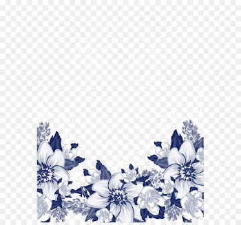 Blue Petal Black and white Pattern - Vector blue flowers invitations 