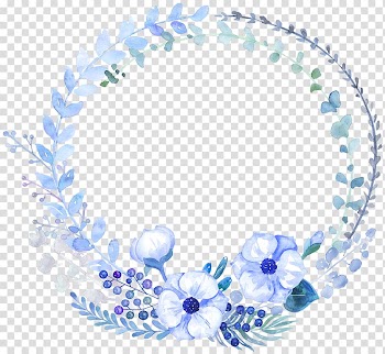 Blue petaled flower frame, Watercolour Flowers Watercolor painting Floral design Blue, painting transparent background PNG clipart