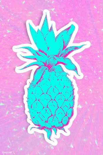 Blue pineapple halftone style sticker design element illustration | Free  illustration - 2338634