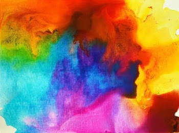 Blue, Pink, and Yellow Artwork