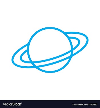 blue planet saturn line art icon
