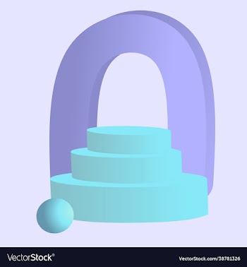 blue podium with purple gate
