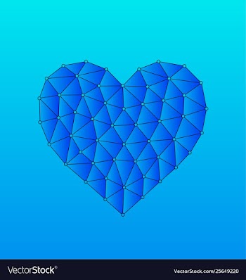 Blue polygonal heart shape low poly love vector image