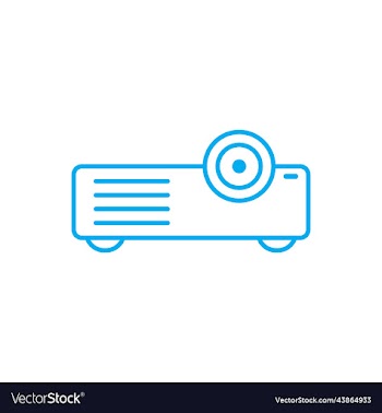 blue projector line icon