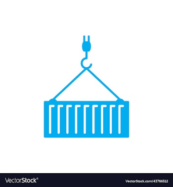 blue pulley and container icon