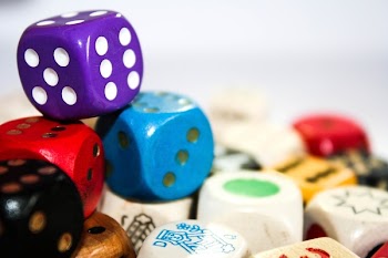 Blue Purple and Red Dices