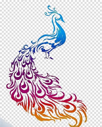 Blue, red, and orange peacock illustration, Diwali Diya Peafowl Rangoli, Hand painted Peacock transparent background PNG clipart