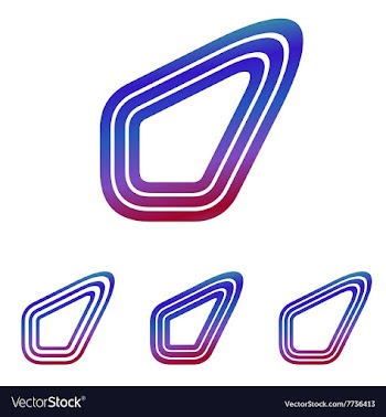 Blue red technology logo design set vector image