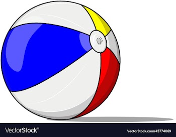 blue red yellow and white inflatable beach ball