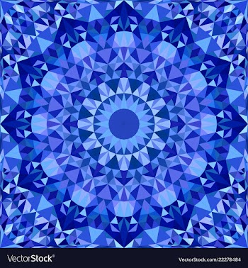 Blue repeating kaleidoscope pattern background vector image