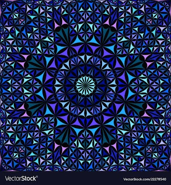 Blue repeating kaleidoscope pattern background vector image